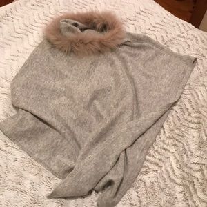 Cashmere with Faux Fur Poncho